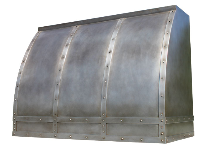 Barrel Range Hood with Double Apron Horizontal Straps